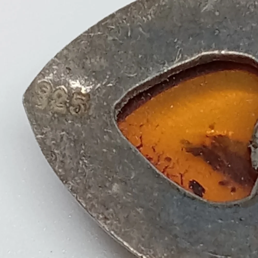 * vintage 925 Honey Amber heart stars artisan necklace 18